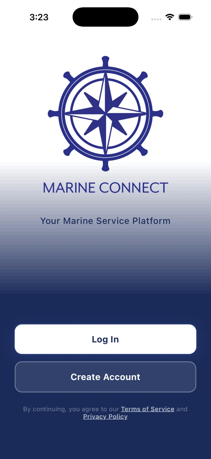 Marine Connect app showing a vessel profile